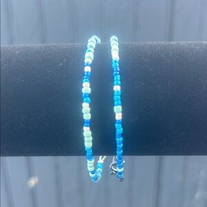Blue and White Beaded Bracelet